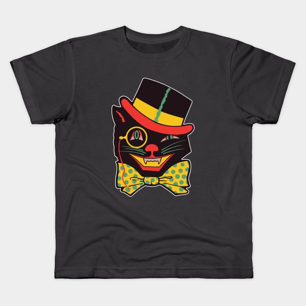 Vintage Black Cat Halloween Decor Kids T-Shirt by jaysunten